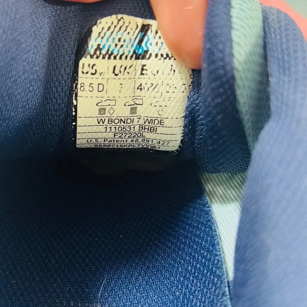 Hoka One One Women's Bondi 7 Blue Pink Running Shoes Women's 8.5D 1110519 BHBI - Picture 8 of 9